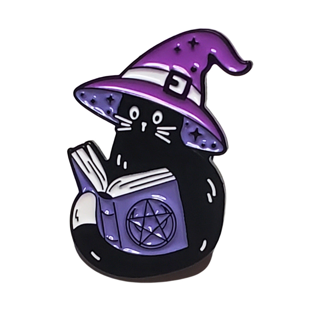 Witch cat enamel pin